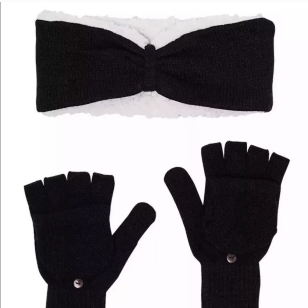 Fabfitfun Bearpaw Handband & Pop-Top Gloves Combo